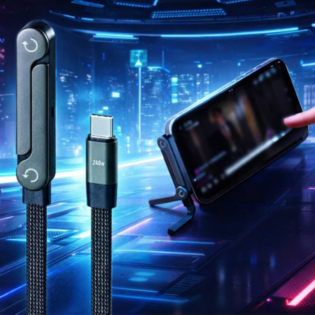 Flip – кабел за бързо зареждане 240W + стойка за телефон