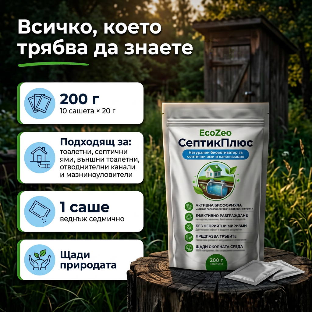 EcoZeo СептикПлюс – Биологично решение за септични ями, попивни ями и канализация